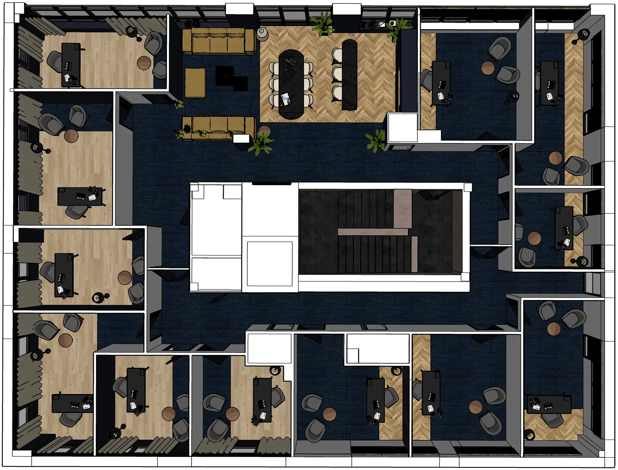 Wellbee space Plan 3D Bureaux individuels